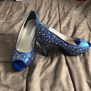 “blue thunder”open toe dressy wedding heels 👠